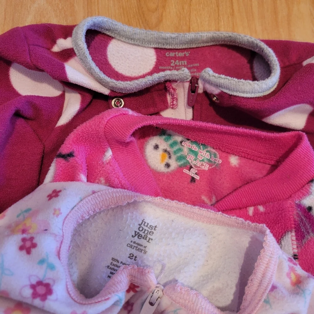 Kids Fleece Footed Pajama Onesie Bundle Size 2T Size 24 Months